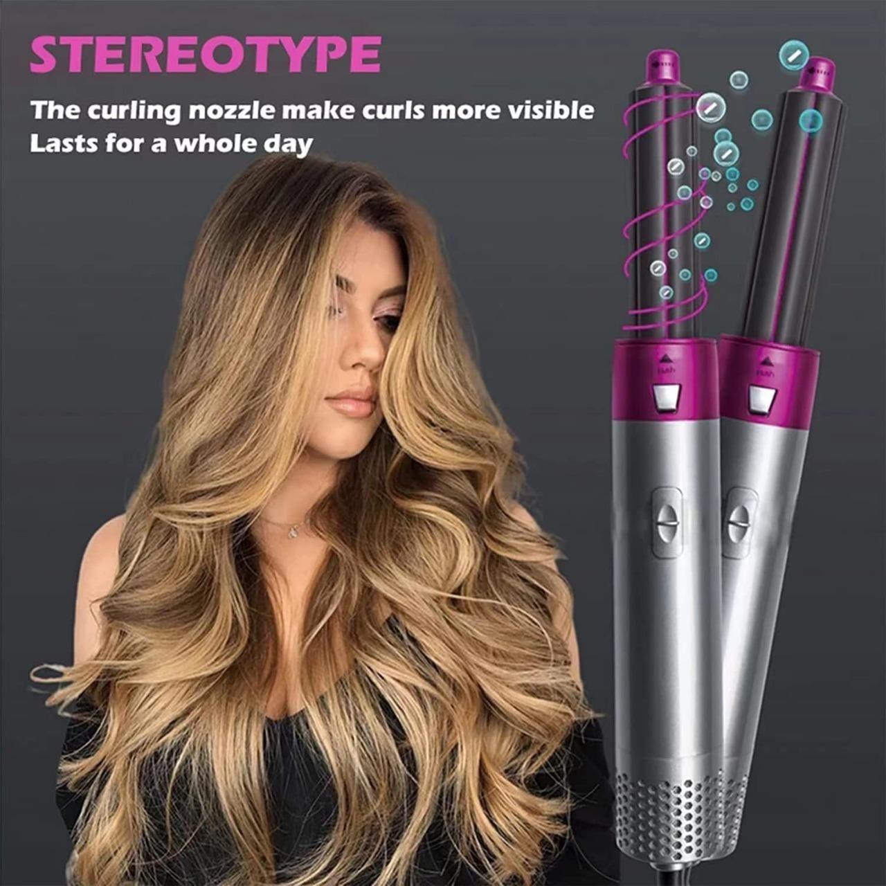 5-in-1 Hair Styling Tool: Curl, Straighten, Dry, Volumize & Smooth with Negative Ion Technology
