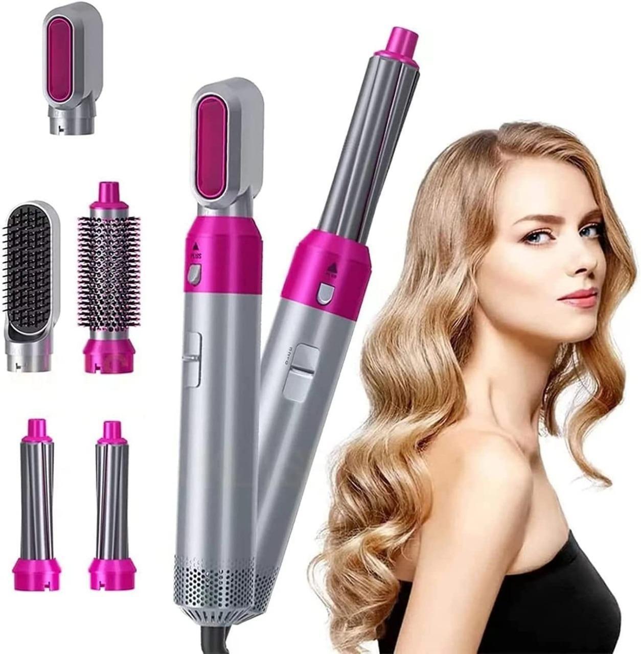 5-in-1 Hair Styling Tool: Curl, Straighten, Dry, Volumize & Smooth with Negative Ion Technology