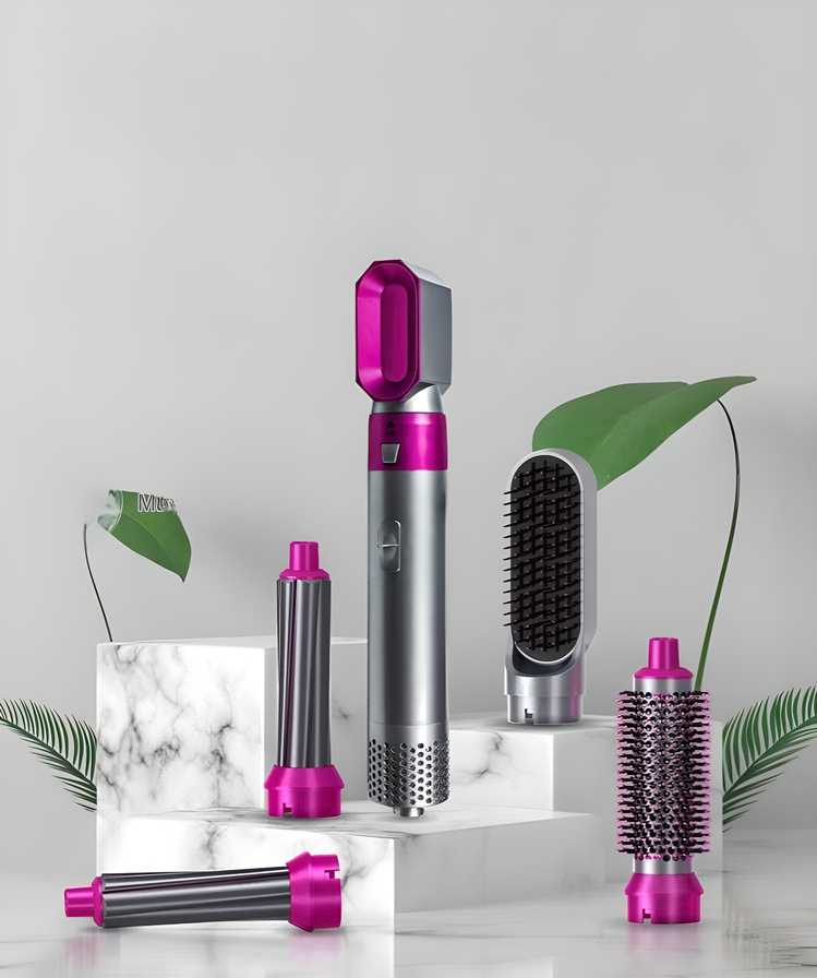 5-in-1 Hair Styling Tool: Curl, Straighten, Dry, Volumize & Smooth with Negative Ion Technology